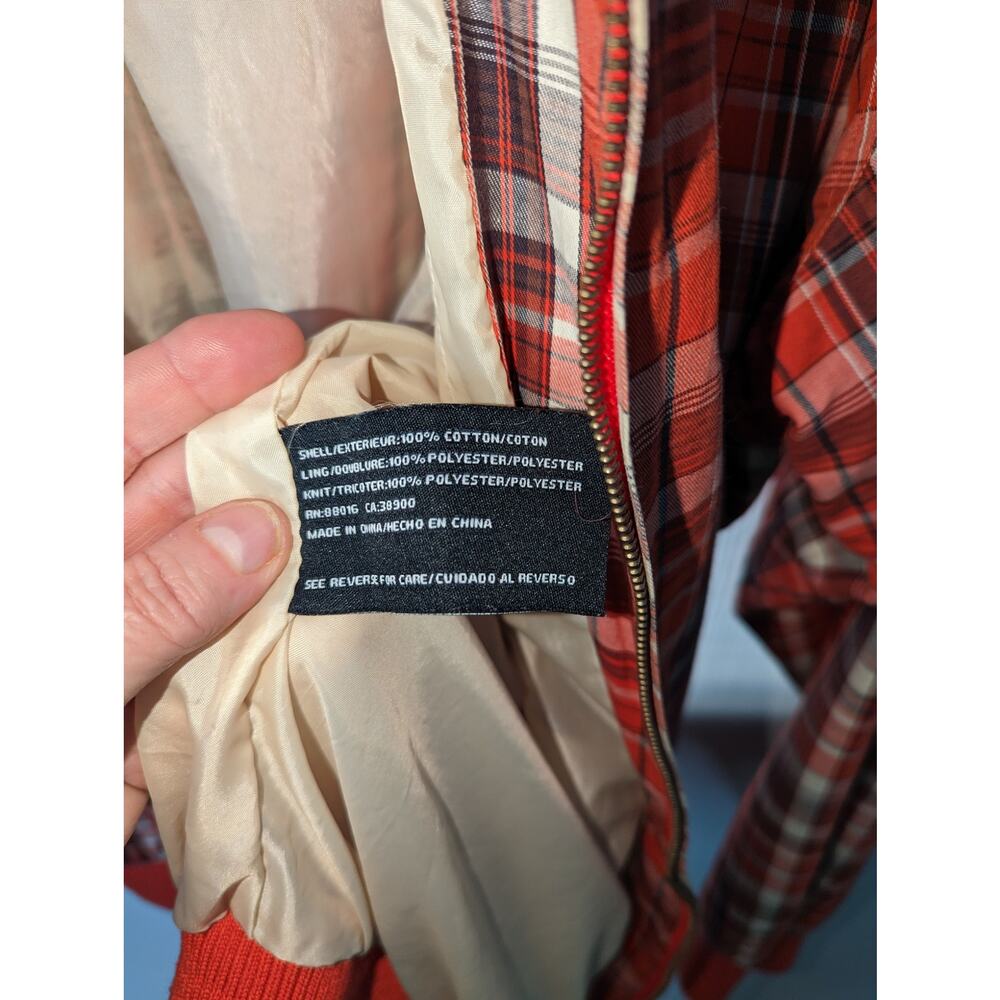 Pelle Pelle Vintage Plaid Zip Front Windebreaker Jacket  Orange Brown Gray 4X - Picture 9 of 11
